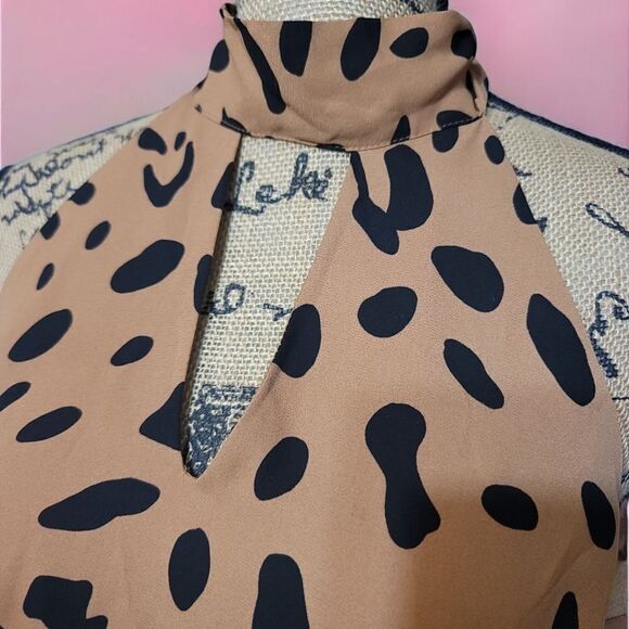 La GALLERIA Leopard Print Sleeveless Halter Top size L - Picture 3 of 7